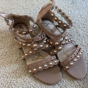 Sam Edelman Blush Tan Studded Strappy Sandals